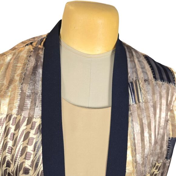 R&M Richards Womens Size 18 Twofer Blouse Patchwork Artsy Classic Glam Metallic - Picture 3 of 11